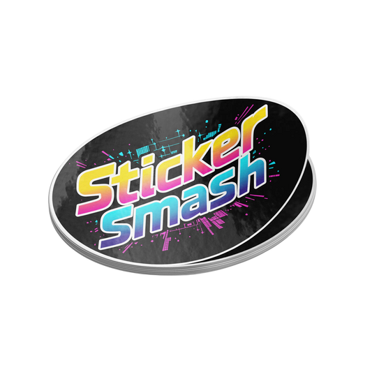 custom oval vinyl logo sticker for business branding and packaging